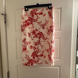 ANTONIO MELANI Red and White Floral Pencil Skirt